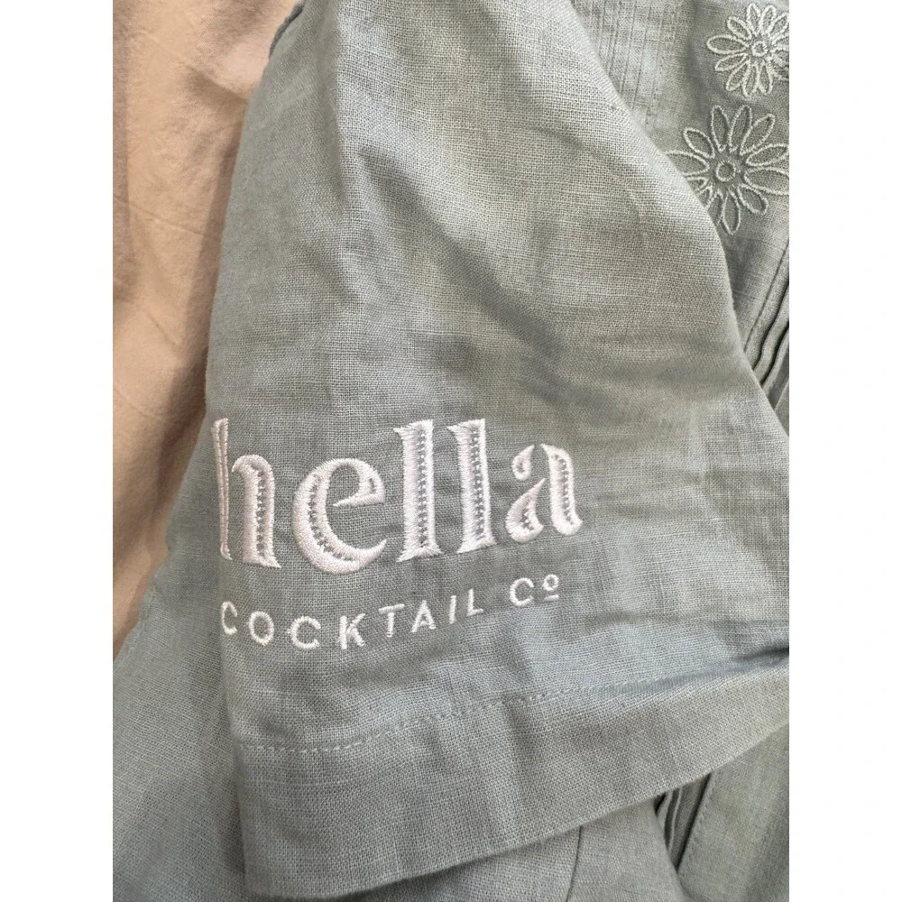 Dandy Del Mar Mens XS Green Brisa Cuban Short Sleeve + Pants Linen Embroidered - Picture 13 of 16